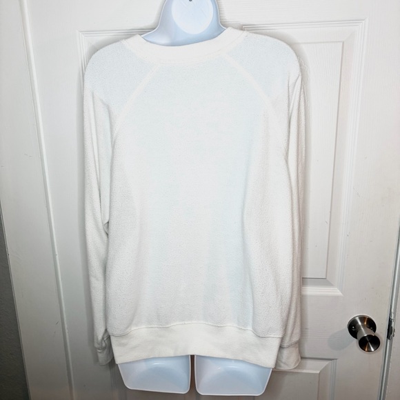 Z Supply Happy Graphic Print Sweatshirt Ivory White Crew Neck Lightweight M - Picture 9 of 11